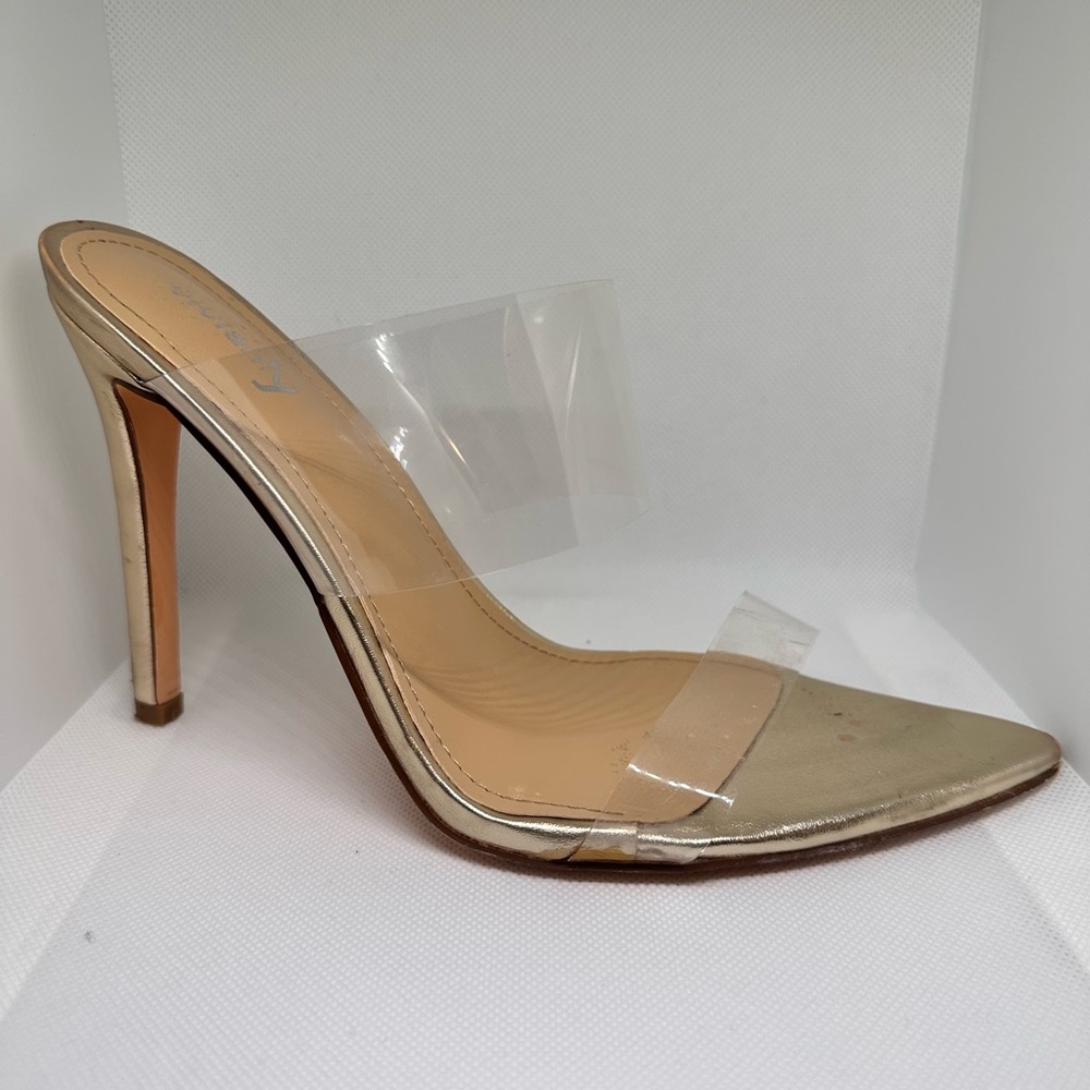 Jessica Simpson Gold Heels with Clear Straps